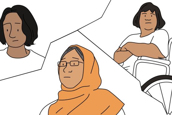 An illustration of three women